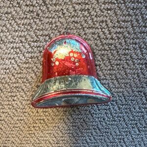 Vintage Festive Red and Silver Bell Ornament